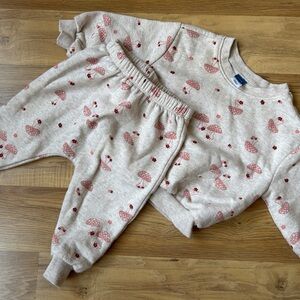 Old Navy Cream and Pink Mushroom Toddler Set